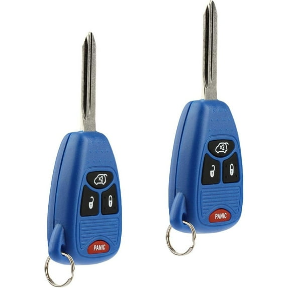Key Fob Keyless Entry Remote fits Chrysler 200 300 300c PT Cruiser Sebring / Avenger Charger / Jeep Commander Grand Cherokee Liberty (Blue), Set of 2