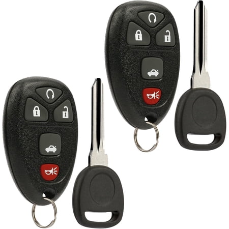 Simple Setup Key Fob Keyless Entry Remote with Ignition Key fits Cadillac DTS / Chevy Impala Monte Carlo 2006-2013 (OUC60270, OUC60221), Set of 2