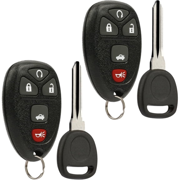 Simple Setup Key Fob Keyless Entry Remote with Ignition Key fits Cadillac DTS / Chevy Impala Monte Carlo 2006-2013 (OUC60270, OUC60221), Set of 2