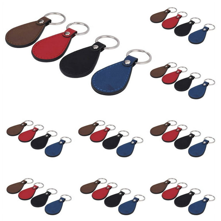 Key Fob Kit Leather Key Fobs Blanks With Key Rings Leather Keychain for DIY  Laser Engraving Supplies Gifts 4 Colors 