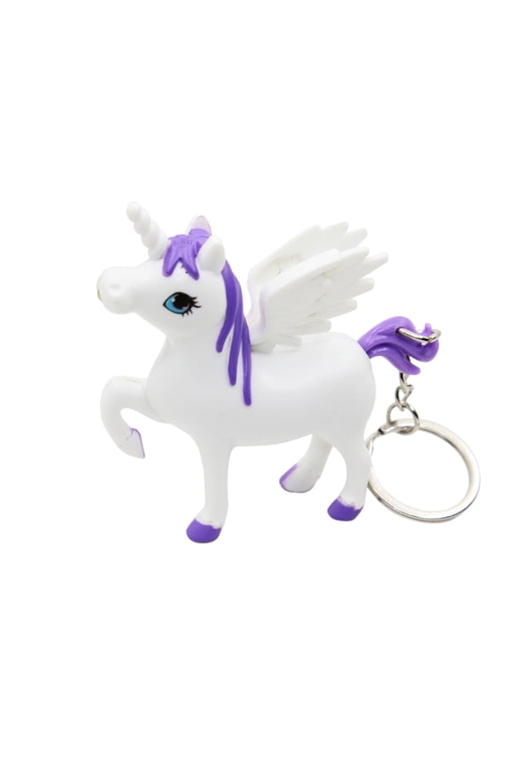 Adorable Unicorn Key Chain with LED Lighting and Sound Effects Purple Metal for Decoration 4 Inch