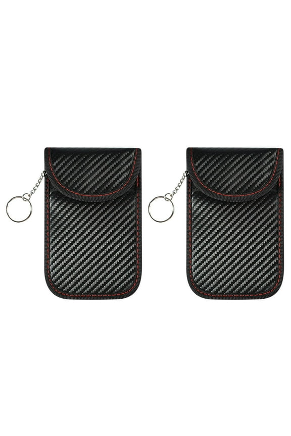 Key Fob Protector 2 Pack RFID Signal Blocking Car Key Case Anti-Theft Pouch with Alloy Hook and Dual-Pocket Design