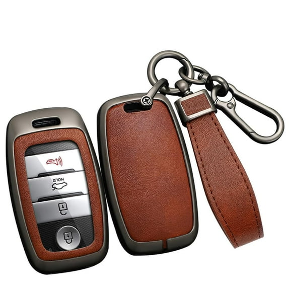 Key Fob Protector Fit for Kia Key Remote ,Smart Remote Car Key Case Fit for Kia,Metal and Leather Key Cover for Forte Koup NIRO Optima Rio Sorento Soul