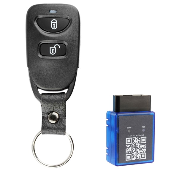 Key Fob Remote 2-Button Replacement for 2005-2009 Hyundai Tucson (OSLOKA-320T) with a Single Use OBD DIY Self Programmer Key Fob Remote Programming Tool