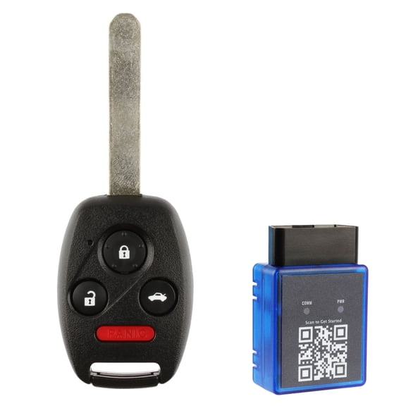 Key Fob Remote 4-Button Replacement for 2008-2015 Honda Accord Pilot (KR55WK49308) with a Single Use OBD DIY Self Programmer Key Fob Remote Programming Tool
