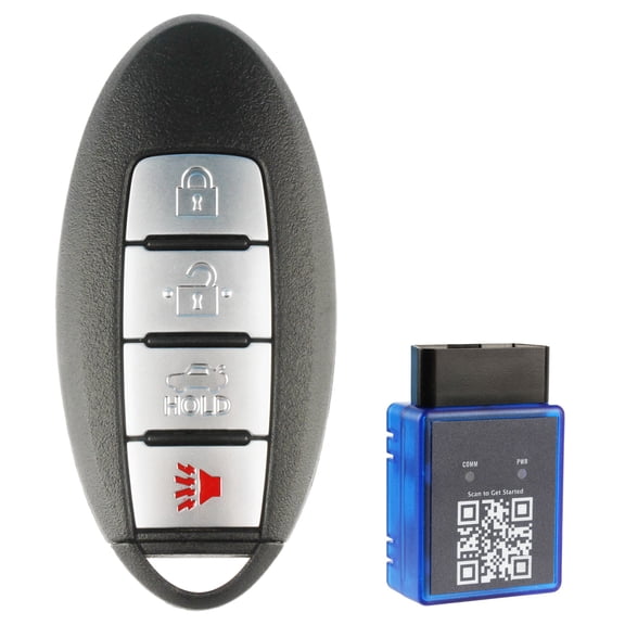 Key Fob Remote 4-Button Replacement for 2013-2017 Nissan Altima Infiniti JX35 QX60 (KR5S180144014) with a Single Use OBD DIY Self Programmer Key Fob Remote Programming Tool