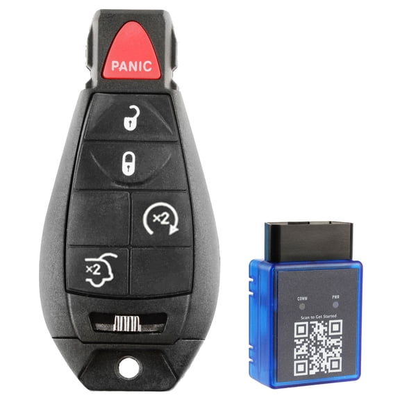 Key Fob Remote 5-Button Replacement for 2008-2012 Jeep Commander Grand Cherokee (M3N5WY783X, IYZ-C01C) (M3N5WY783X, IYZ-C01C) with a Single Use OBD DIY Self Programmer Key Fob Remote Programming Tool