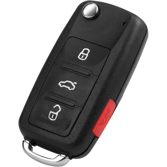 Key Fob Replacement Fits for 2011-2016 VW Volkswagen Jetta, Golf, GTI, Eos, CC, Passat, Touareg, Beetle, Keyless Entry Remote Control Start Car Flip Key Fobs, NBG010180T, 5K0837202AE/AK