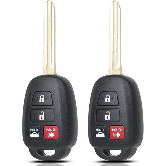 Key Fob Replacement fits for 2014-2017 Toyota Camry / 2014-2019 Corolla / 2016-2018 Tacoma Car Keyless Entry Remote Control Key with H Chip, HYQ12BDM HYQ12BEL, 4 Buttons (Set of 2)
