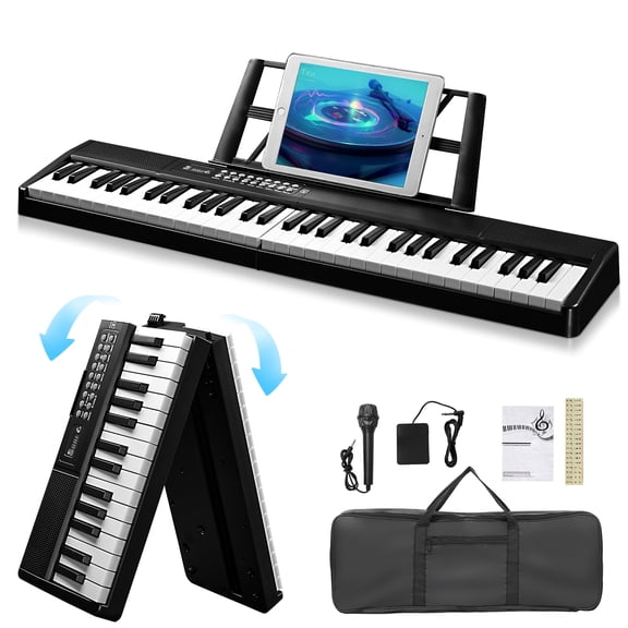 Key Folding Electronic Piano Semi-Weighted Standard Keyboards Digital Piano with Bluetooth, Handbag