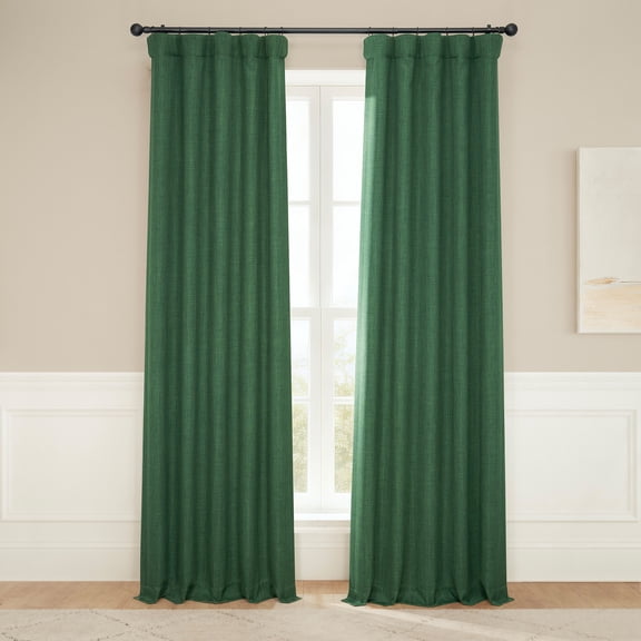 HPD Half Price Drapes Key Green Faux Linen Room Darkening Curtains for Bedroom & Living Room Curtains (1 Panel), Door & Window Curtains 96 inches long, Rod Pocket Curtains & Drapes, 50W X 96L