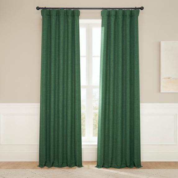 HPD Half Price Drapes Key Green Faux Linen Room Darkening Curtains for Bedroom & Living Room Curtains (1 Panel), Door & Window Curtains 96 inches long, Rod Pocket Curtains & Drapes, 50W X 96L
