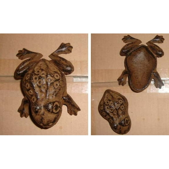 Frog Shaped Iron Key Hider Box for Home Use Dark Brown Can Hold Spare Keys Cash and Small Items