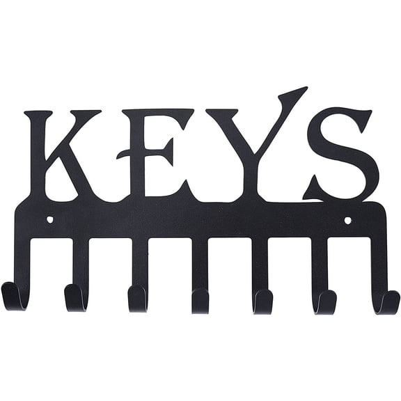 Key Holder Black Metal Wall Mount Decor for Garage Front Door to Hang 7 Hook RacksBlack