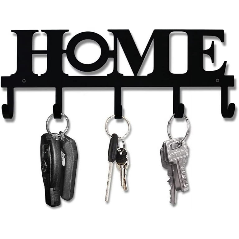 Key Holder Black Metal Wall Mount Vintage Keys Hook 33X13.5cm Home