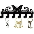 thumbnail image 1 of Key Holder Cast Iron Wall Hanger Coat Rack Wall Mounted Butterfly Shaped Decorative with 6 Hooks for Jewelry Keys Hat Backpack Clothes Pet Leash Umbrella Organizer Black, 1 of 9