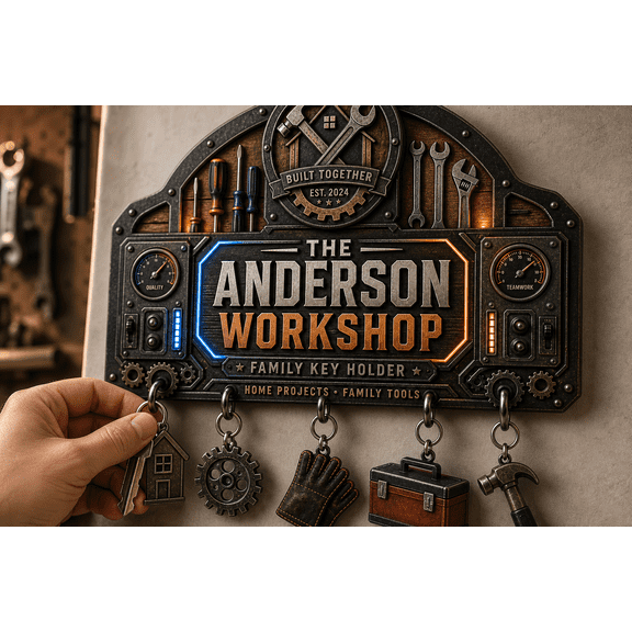 Key Holder Family Workshop Personalized Entryway Organizer for Family Name Gift