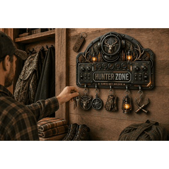 Key Holder Hunter Cabin Deer Theme Entryway Organizer for Hunting Cabin Gift