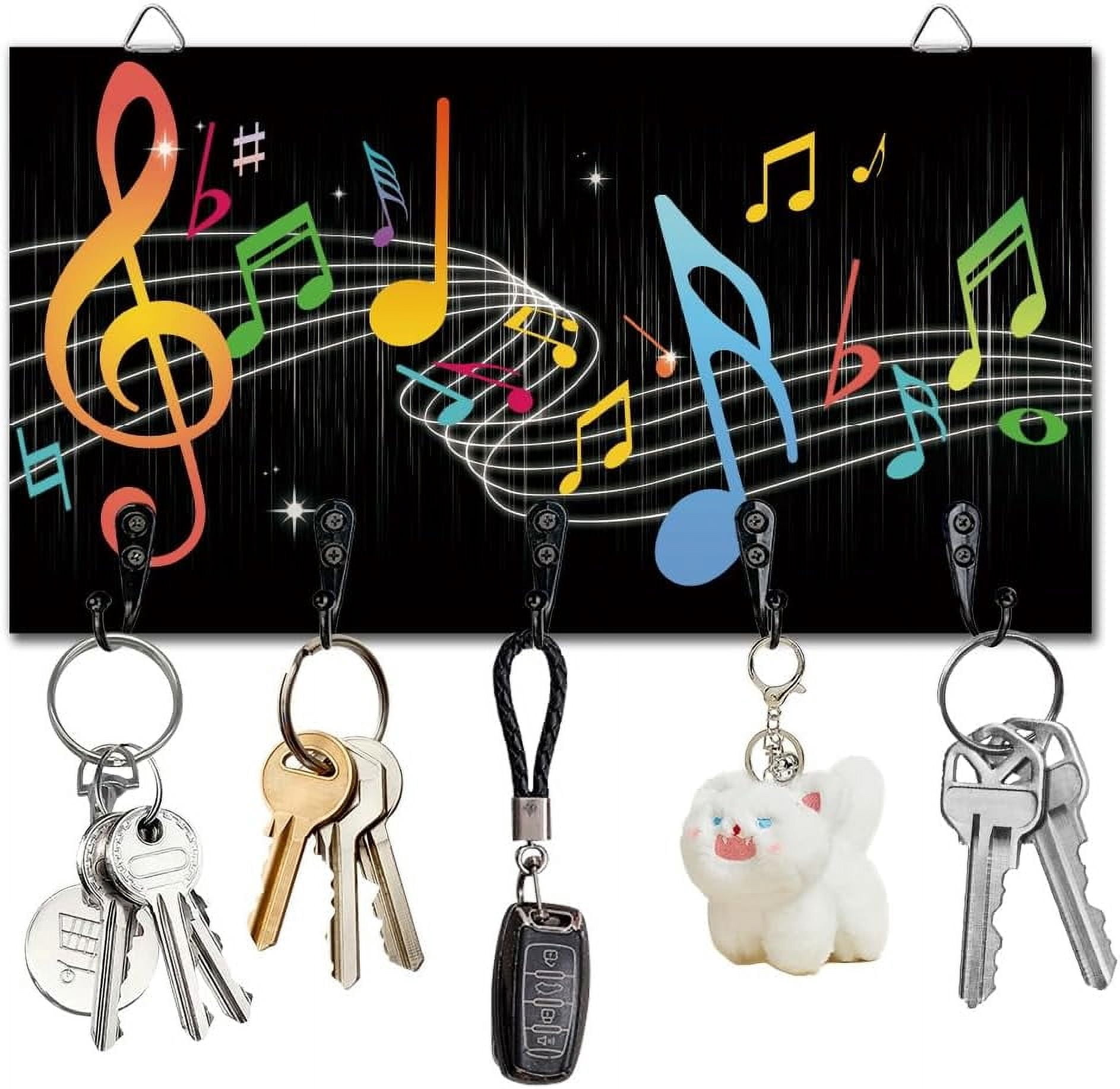 Key Holder Key Hooks Wall Mounted Wooden Key Racks Music Note Key ...