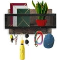 thumbnail image 1 of Key Holder Mail Organizer Wall Mount Key and Mail Holder Key Rack with 4 Double Key Hooks Rustic Wall Decor for Entryway, Hallway, Kitchen, Living Room, Mudroom, Office (Brown), 1 of 7