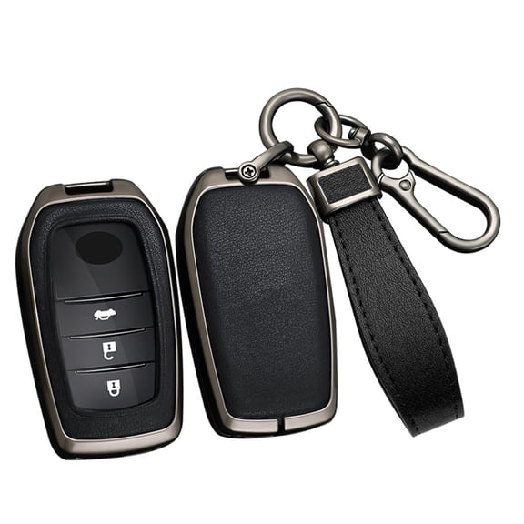 Key Holder Metal Key Skin Durable Leather Key Case Compatible with Toyota Venza RAV4 Prime Sienna Land Cruiser Fortuner Mirai Key Fob 2018-up Fortuner Mirai Key Fob 2018-up