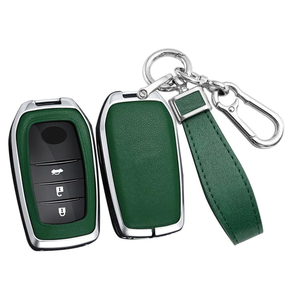 Key Holder Metal Key Skin Durable Leather Key Case Compatible with Toyota Venza RAV4 Prime Sienna Land Cruiser Fortuner Mirai Key Fob 2018-up