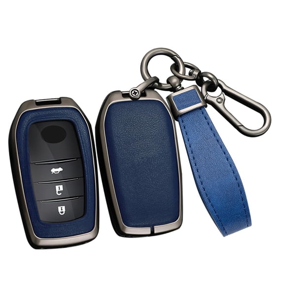 Key Case Metal Key Skin Durable Leather Key Cover Compatible with Toyota Venza RAV4 Prime Sienna Land Cruiser Fortuner Mirai Key Fob 2018-up