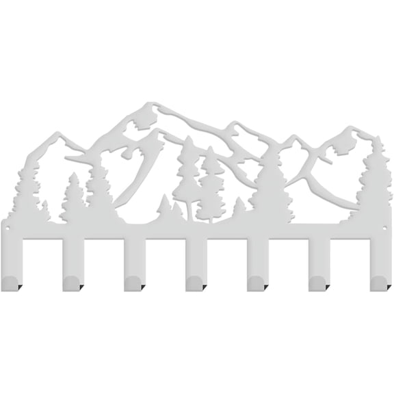 Key Holder Mountain Decorative Key Hook 7 Hooks Trees Wall Mounted Key Rack Hanger Organizer Iron Home Decor for Bag Clothes Key Towel Hanging Wall Decoration White