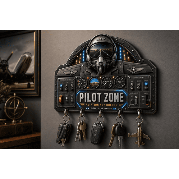 Key Holder Pilot Cockpit Aviation Entryway Organizer for Pilots and Flight Enthusiasts