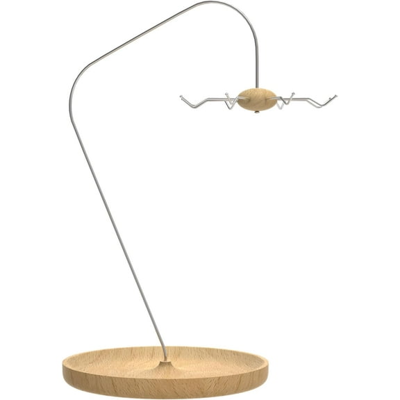 Key Holder Stand with Wooden Tray Rotatable Key Hooks Organizer for Desk Minimalist Entryway Table Storage Solution, Home Décor