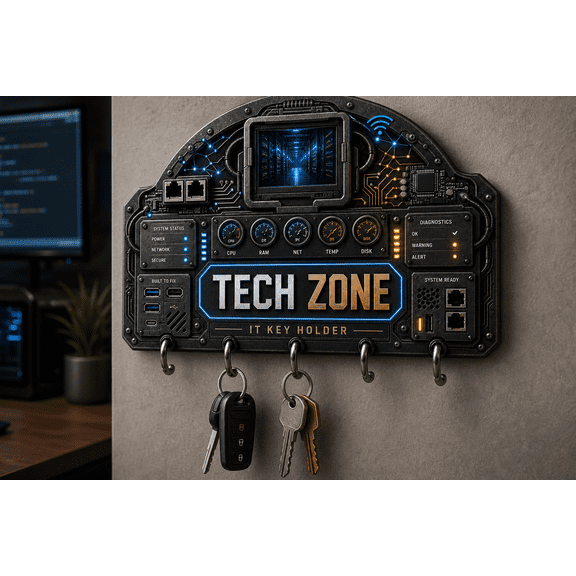 Key Holder Tech Zone Server Room Wall-Mounted Entryway Organizer for IT Technicians