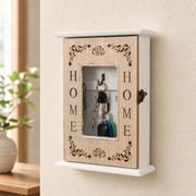 Key Holder for Wall,6 Hooks Key Rack Wall Mount Decorative Key Box Holder | Rustic Wooden Handmade Natural Wood with Jute Rope Key Box Farmhouse for Entryway Hallway Office 10x7.9in