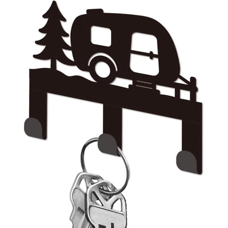 Key Holder for Wall Black Iron Key Hooks Wall Mounted Campervan Key Rack with 3 Hooks Small Key Hangers House Key Holder for Keys Bag Dog Leash Storage Wall Decorative Entryway Colorful DIY