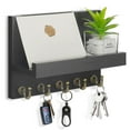 thumbnail image 1 of Key Holder for Wall, Dinosam Mail Organizer Wall Mount with 5 Key Hook and Mail Holder, Designer Key Rack Suitable for Entryway, Hallway, Bedroom, Living Room and Office,Black, 1 of 8