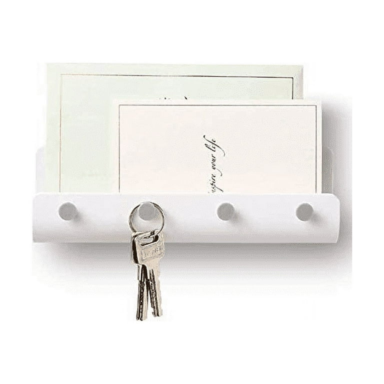 White 4-Hook Wall-Mounted Key Holder