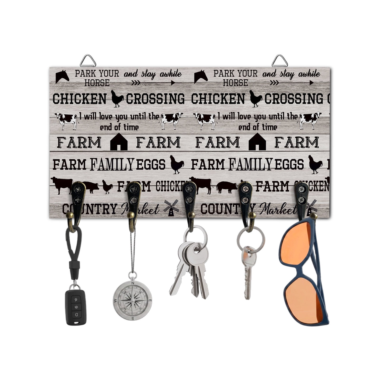 Chicken Key Rack Key Holder for Wall Farmhouse Animal Key Hooks Wood Wall Mounted Key ...