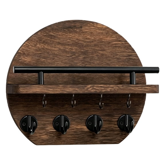 Key Holder, Wall Key Rack, Mail Organizer, Wooden Decorative Wall Mount Hanger with Shelf and Multiple Hooks, Integrated Storage Rack for Home Entry Key Mail Daily Arrangement,Green