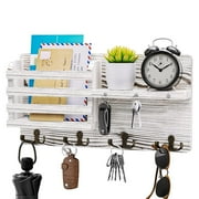 DANPU Key Holder for Wall with Magnet Hanging, Rustic Wooden Mail Holder with Key Hooks Wall Mounted Key Hanger Organizer for Entryway, Mudroom, Hallway, Bedroom, Living Room and Office，Black