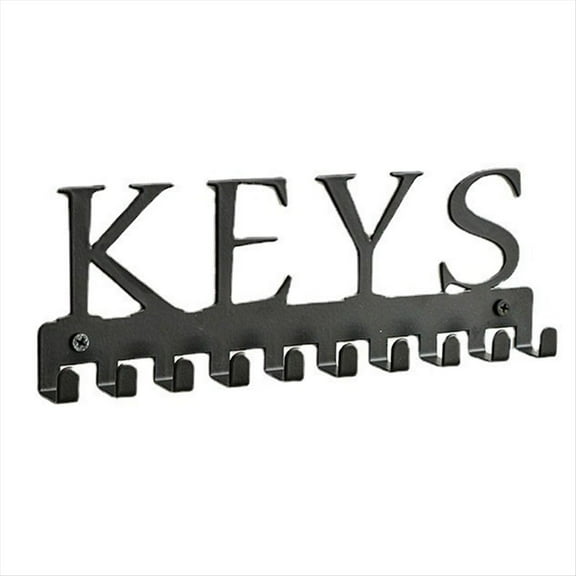 Key Holder Wall Mount, Black Hanger Decorative Rack Organizer Metal Keychain with 10 Hooks