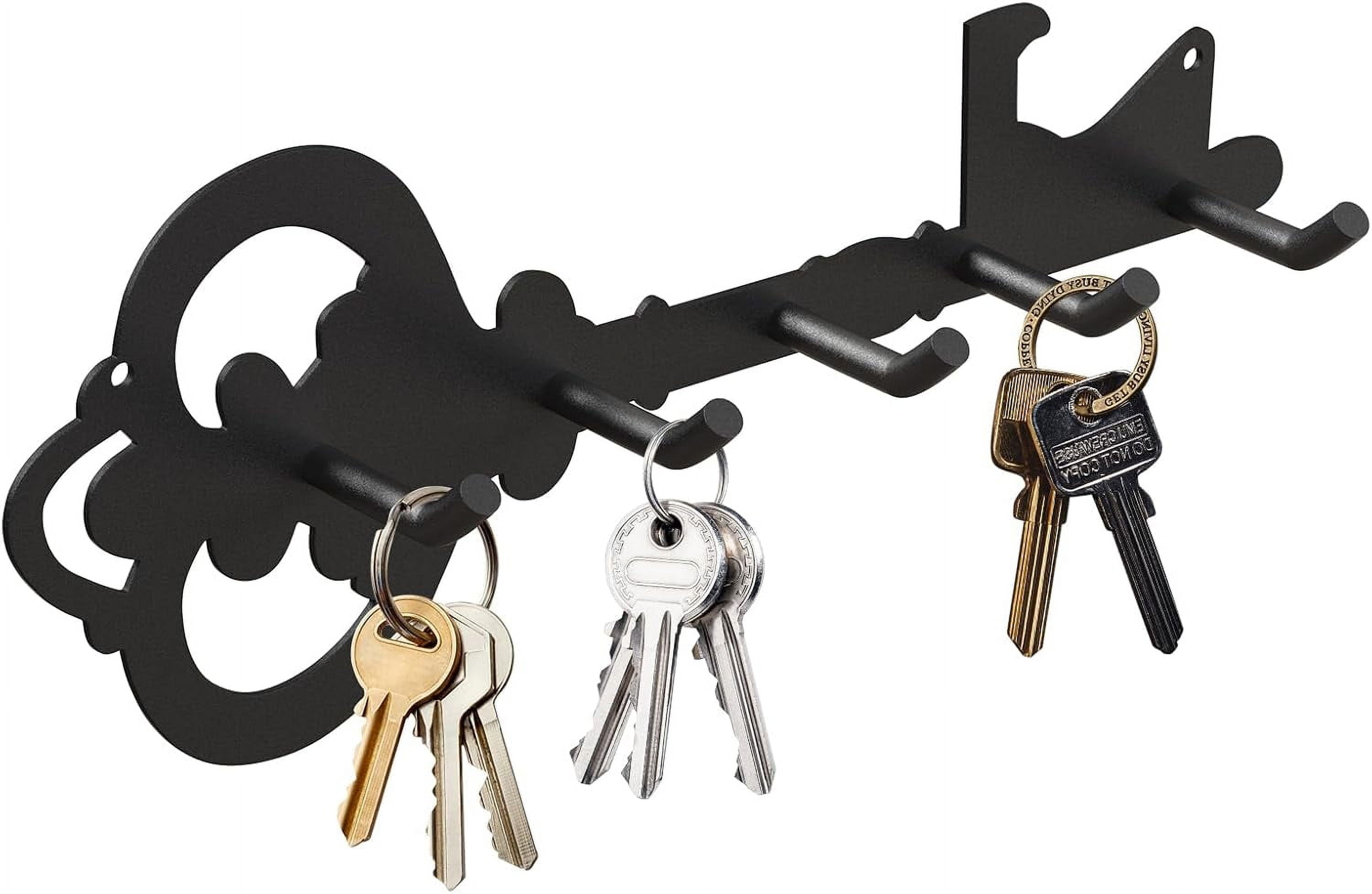 Key Holder Wall Mount, Black Key Organizer Hooks for Wall, Key Rack ...