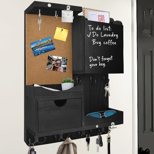 Key Holder Wall Mount, Mail Organizer Key Holder for Wall with Shelf ...