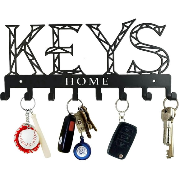 Key Holder, Wall Mounted Key Hooks, Key Holder for Wall, Key Organizer Rack with 8 Hooks Decor, Metal Key Hooks for Entryway, Hallway, Doorway (Keys) 2 Installation Ways