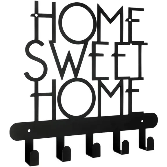 Key Holder for Wall, Home Sweet Home Sign 5 Hooks, Decorative Key Organizer coat rack wall mount towel rack wall mounted