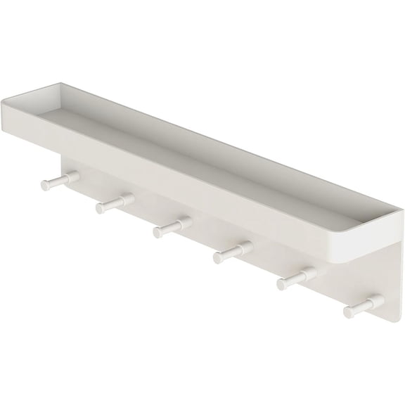 Key Holder for Wall, Mail Organizer and Key Rack Wall Mount with Tray & 6 Hooks for Hallway (White)