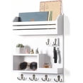 thumbnail image 1 of Key Holder for Wall, Wall Mounted Mail Organizer with 6 Metal Key Hooks, Key Racks for Home Entryway Decor, Luxury White, 1 of 12