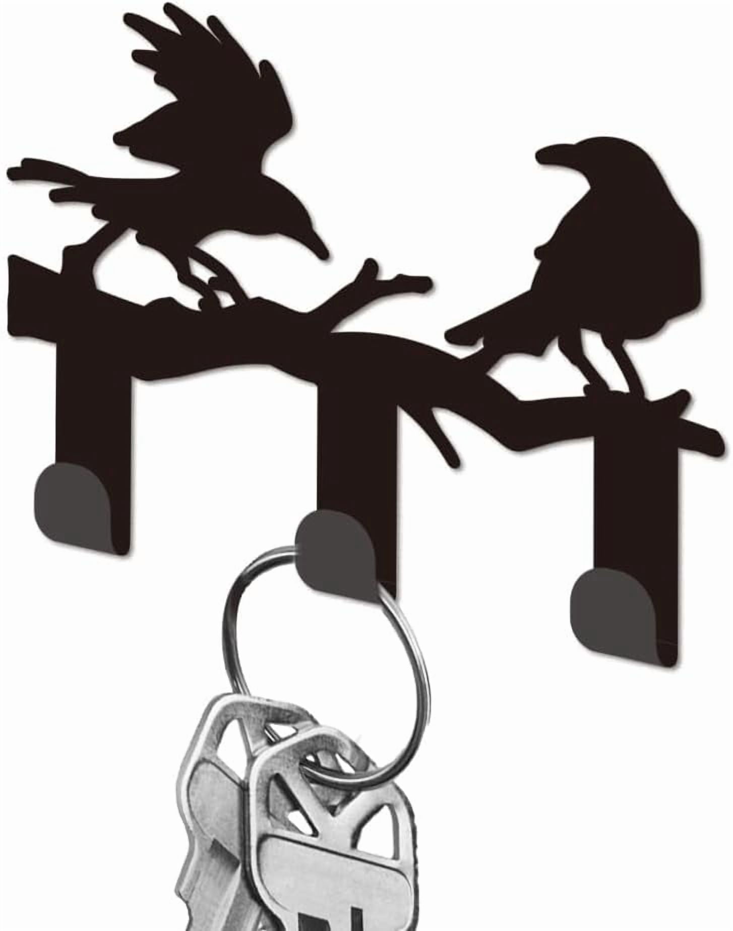 Crows Racks Key Holder forWall Black Iron Key Hooks Wall Mounted Branch Crow Key ...