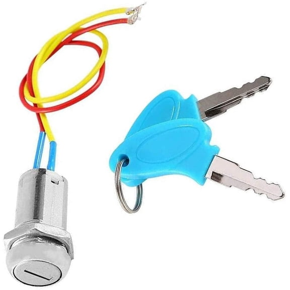 Key Ignition Switch, Universal Motorcycle Parts for Gas Electric Scooter ATV, Moped Kart, Universal 2 Wire Ignition Switch with Locking Keys
