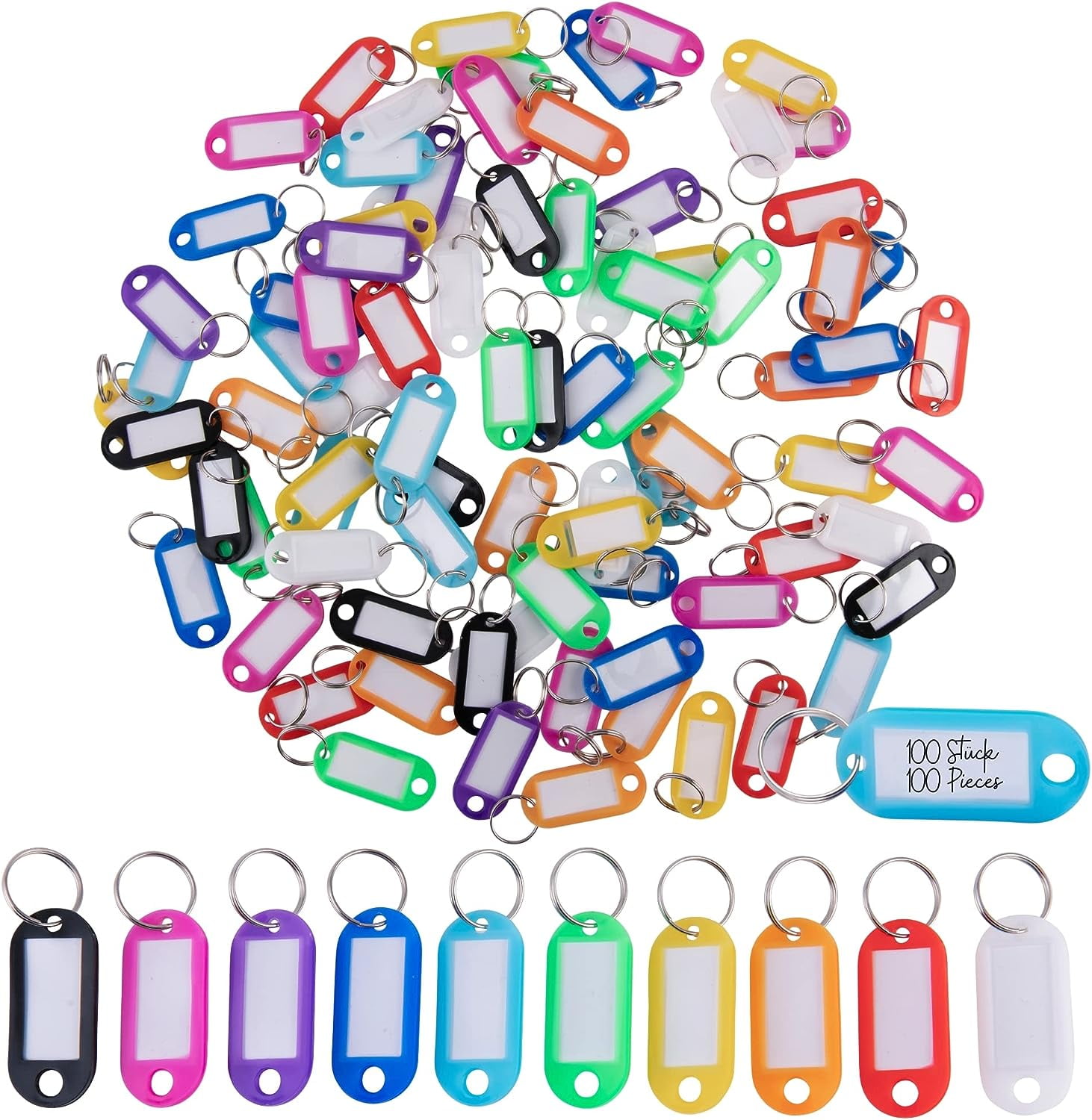 Key Labels Coloured Plastic Key Ring Tags with Labels Key Chain/Key