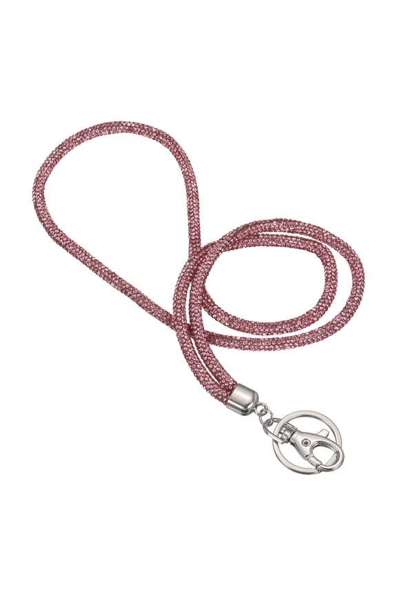 Key Lanyard for Women, 16 Inch Cute Rhinestone Keychain Sparkle Key Ring Bling Strap Neck Lanyard for Car ID Card Purse Wallet Bag, Pink