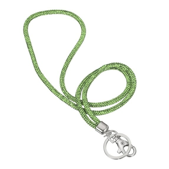 Key Lanyard for Women, 8 Inch Cute Rhinestone Keychain Sparkle Key Ring Bling Strap Neck Lanyard for Car ID Card Purse Wallet Bag, Green
